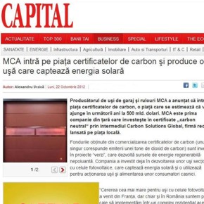 MCA intra pe piata certificatelor de carbon